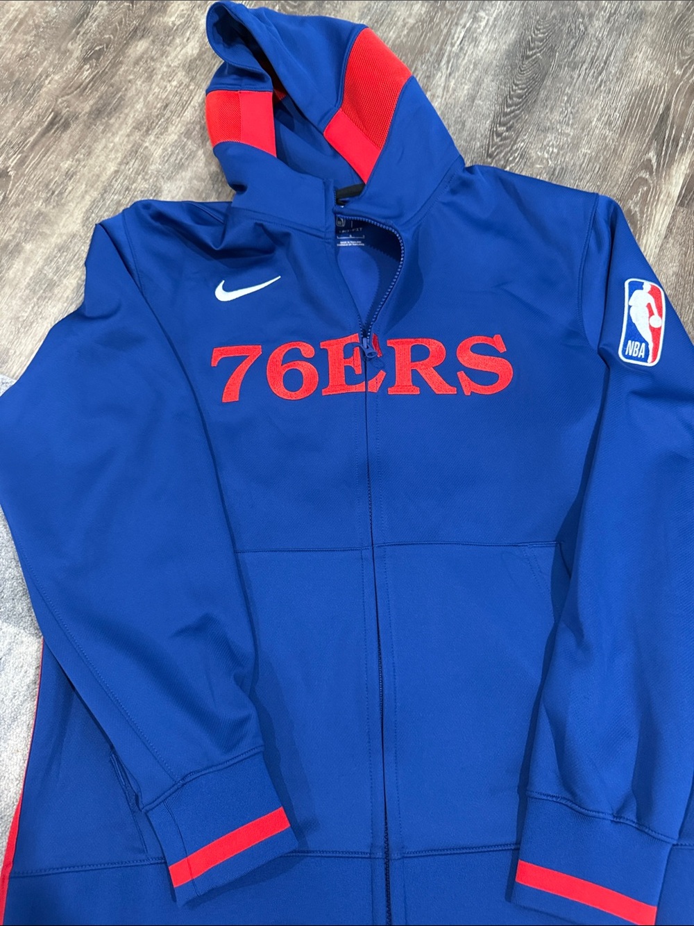 Nike Blue & Red 76ERS Full-Zip Hoodie Worn Once